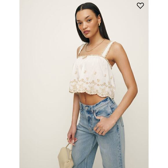 Reformation Paige Top Blouse Womens Large Cottagecore Boho Swiftie Whimsical - Picture 1 of 12